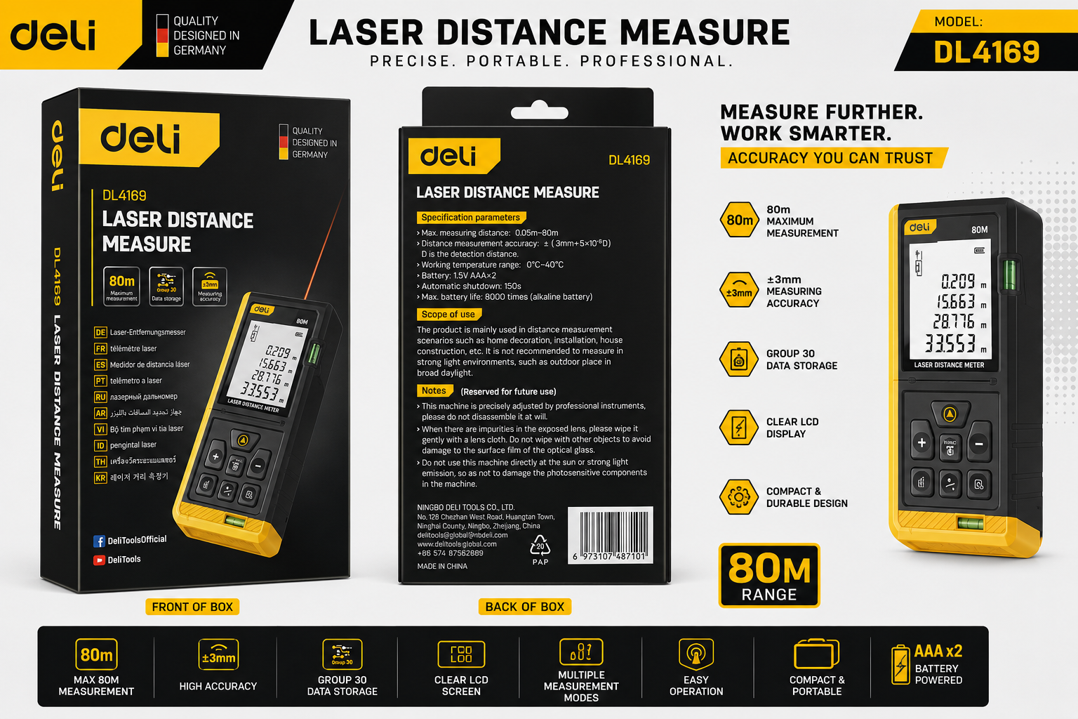 80M Laser Distance Measure Meter