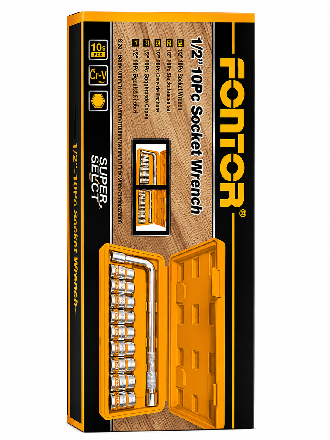 FONTOR 10 Pcs 1/2" Socket Wrench Set