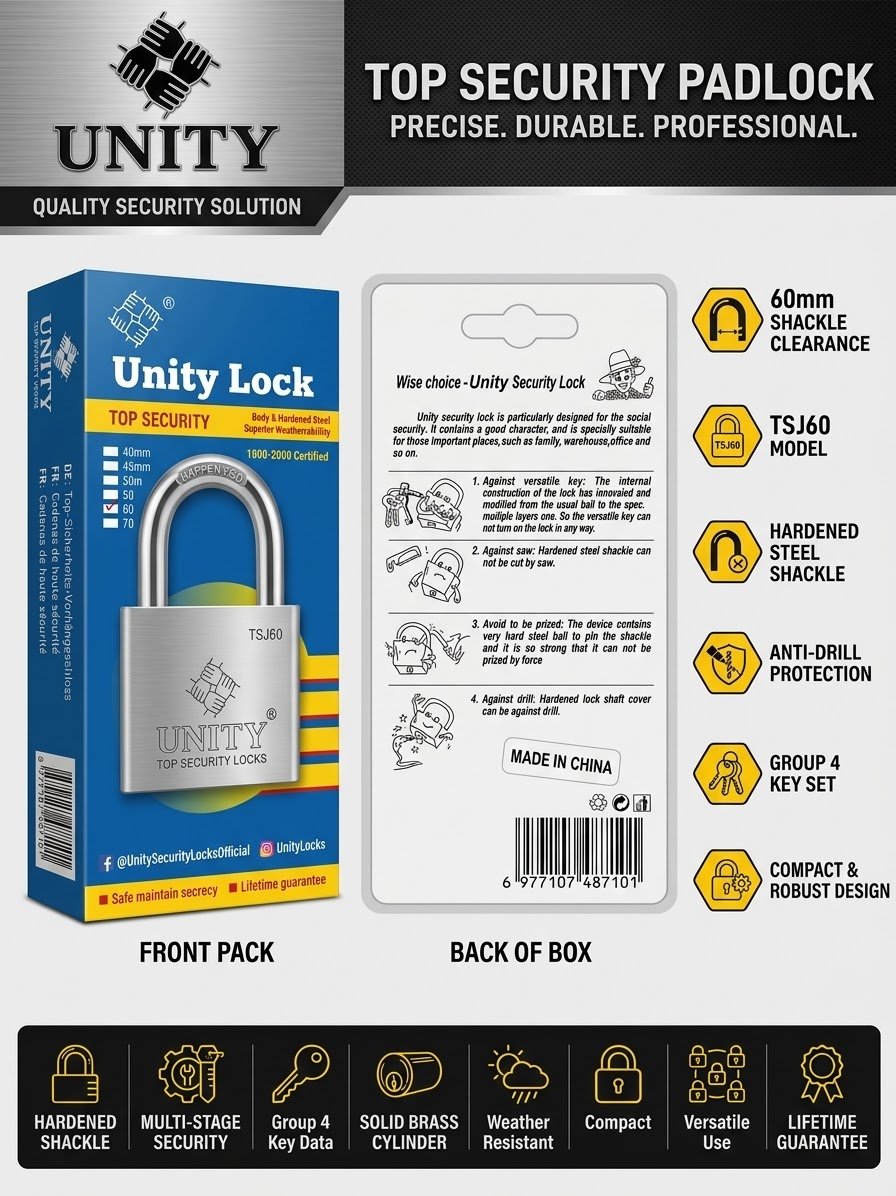 Unity TSJ60 60mm Top Security Hardened Steel Padlock